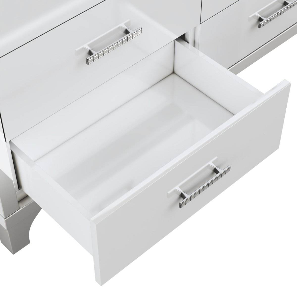 High Gloss White MDF Dresser With 6 Drawers - Sleep Galleria