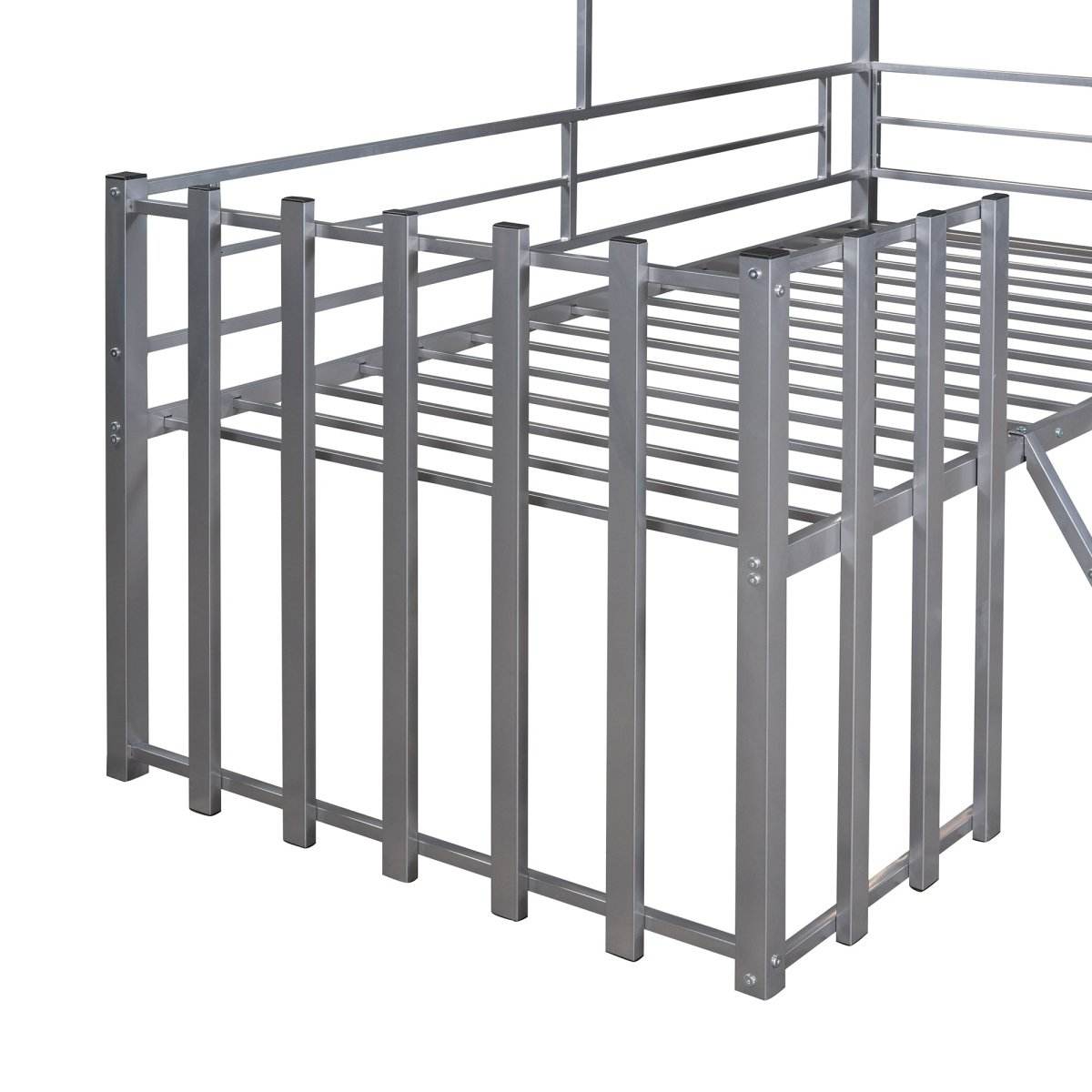 House-Shaped Metal Twin Loft Bunk Bed Frame - Sleep Galleria