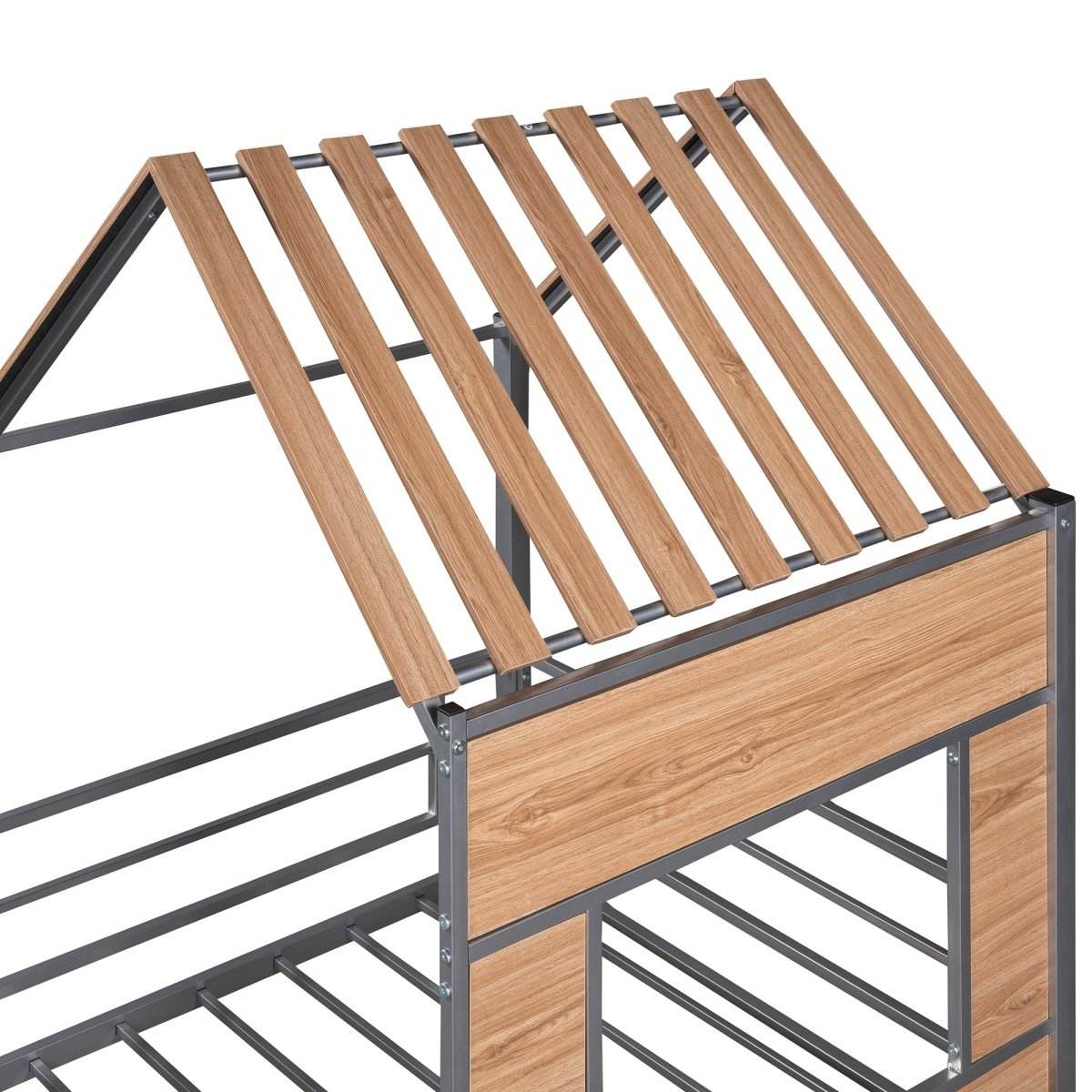 House-Shaped Metal Twin Loft Bunk Bed Frame - Sleep Galleria