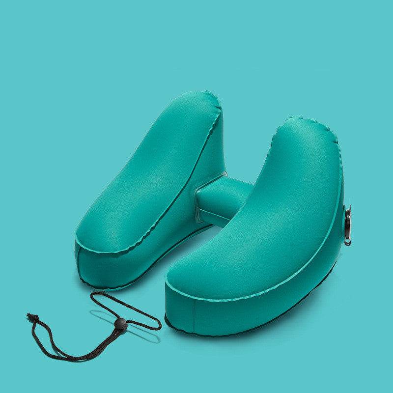 Inflatable Hooded Travel Neck Pillow With Velvet Cover - Sleep Galleria