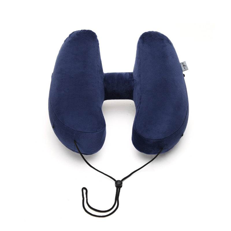 Inflatable Hooded Travel Neck Pillow With Velvet Cover - Sleep Galleria