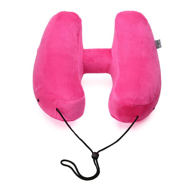 Inflatable Hooded Travel Neck Pillow With Velvet Cover - Sleep Galleria