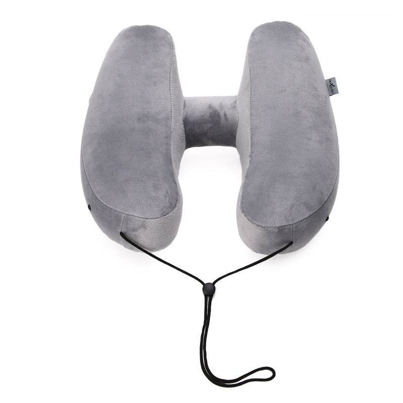 Inflatable Hooded Travel Neck Pillow With Velvet Cover - Sleep Galleria