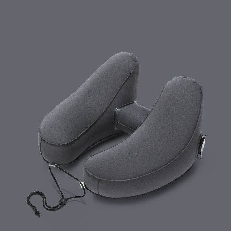 Inflatable Hooded Travel Neck Pillow With Velvet Cover - Sleep Galleria