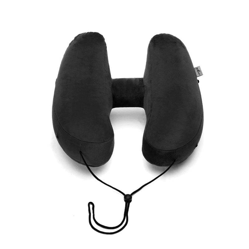 Inflatable Hooded Travel Neck Pillow With Velvet Cover - Sleep Galleria