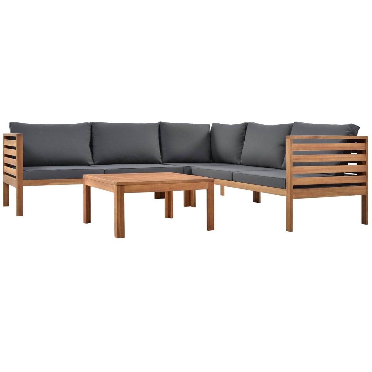 Japanese Style Acacia Wood Outdoor Sofa Set With Cushions - Sleep Galleria