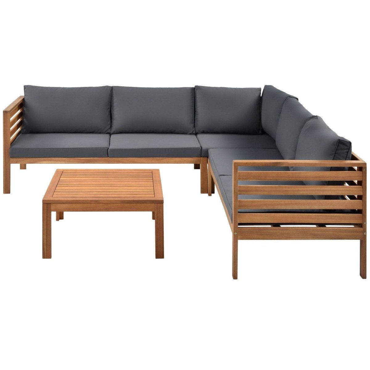 Japanese Style Acacia Wood Outdoor Sofa Set With Cushions - Sleep Galleria