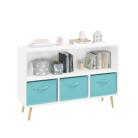 Kids MDF Bookcase With Collapsible Fabric Drawers - Sleep Galleria