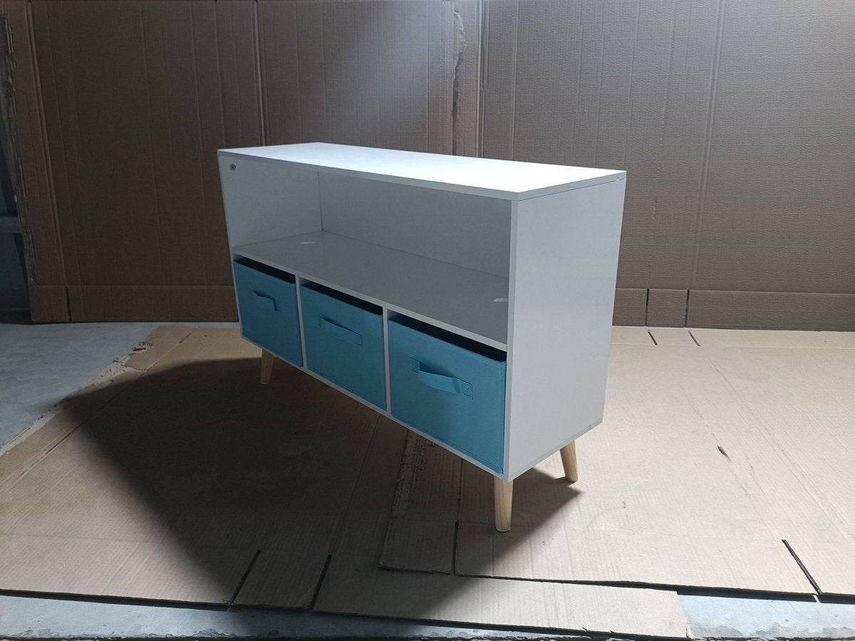 Kids MDF Bookcase With Collapsible Fabric Drawers - Sleep Galleria