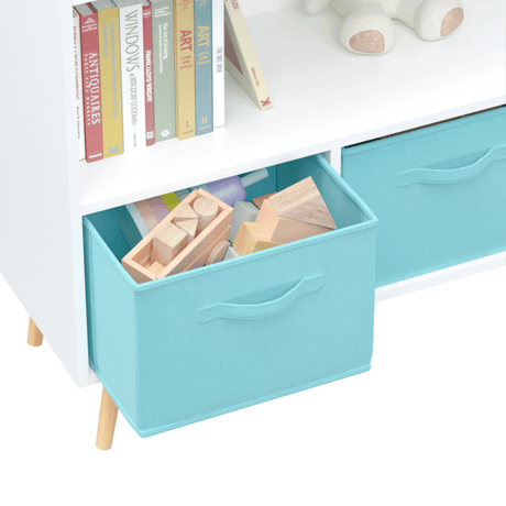 Kids MDF Bookcase With Collapsible Fabric Drawers - Sleep Galleria