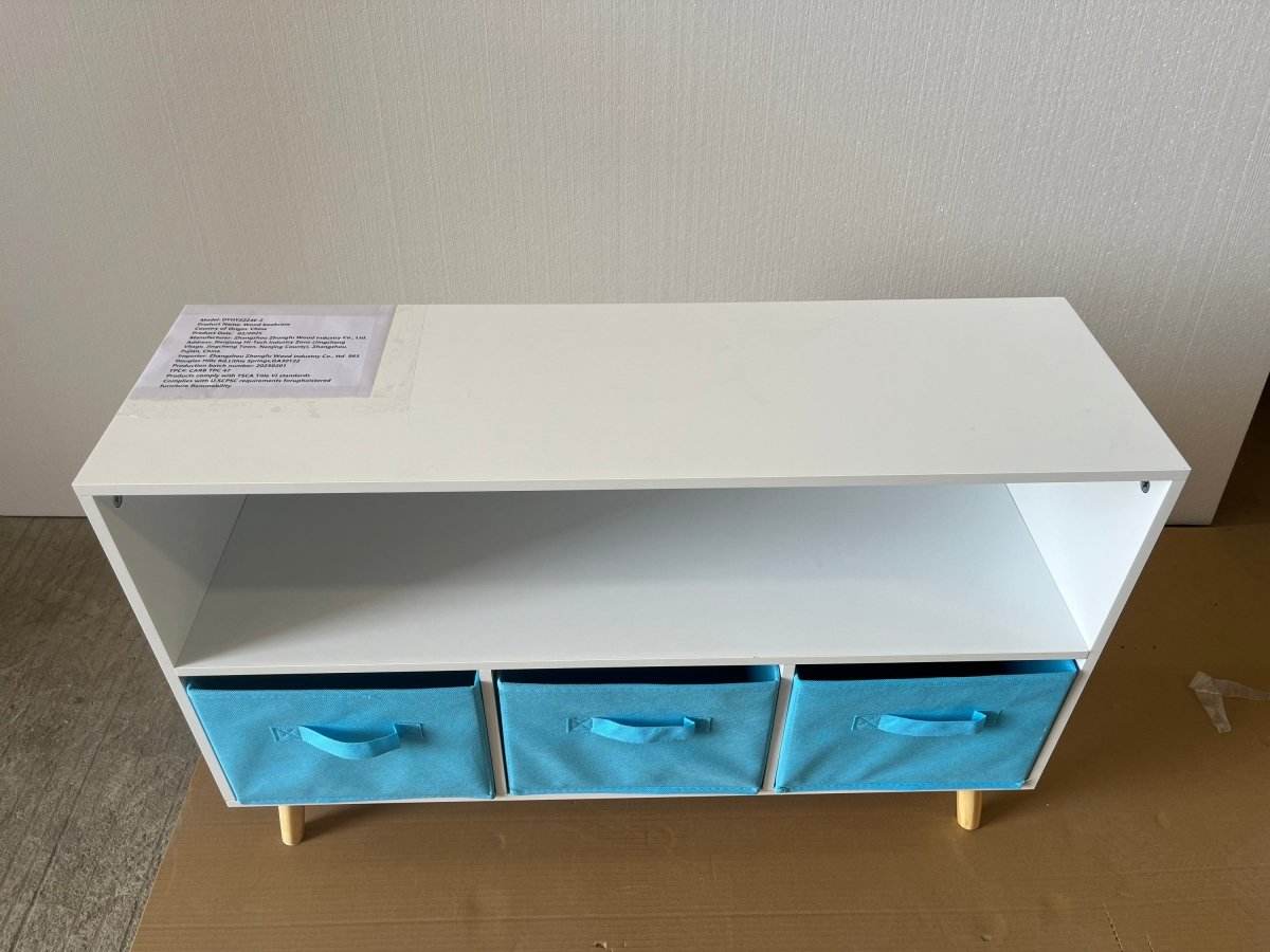 Kids MDF Bookcase With Collapsible Fabric Drawers - Sleep Galleria