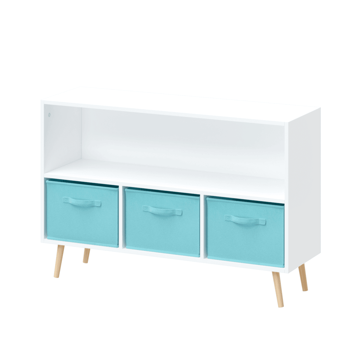 Kids MDF Bookcase With Collapsible Fabric Drawers - Sleep Galleria