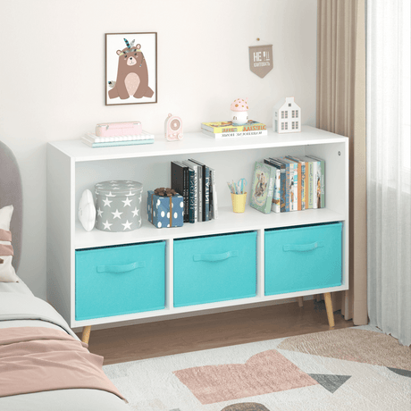 Kids MDF Bookcase With Collapsible Fabric Drawers - Sleep Galleria