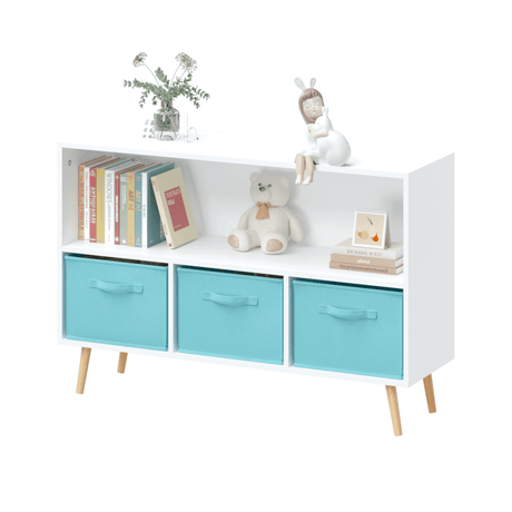 Kids MDF Bookcase With Collapsible Fabric Drawers - Sleep Galleria