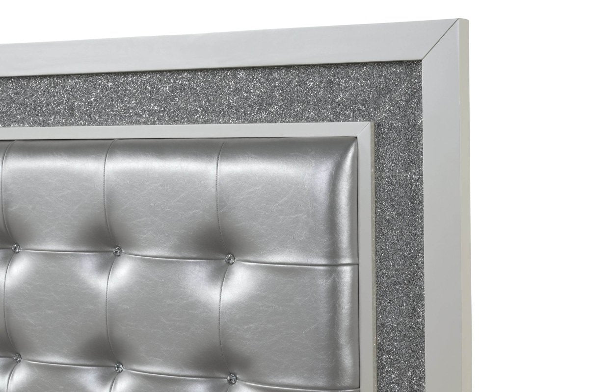 King Size Contemporary LED Upholstered Wood Bed Frame - Driftwood - Omega Lifestyles