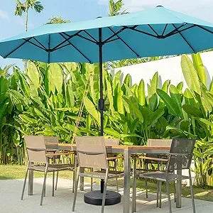 Large Solar LED Patio Umbrella With Crank System - Omega Lifestyles