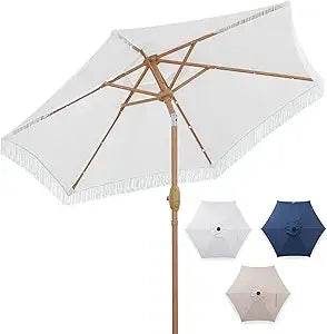 Large Solar LED Patio Umbrella With Crank System - Omega Lifestyles