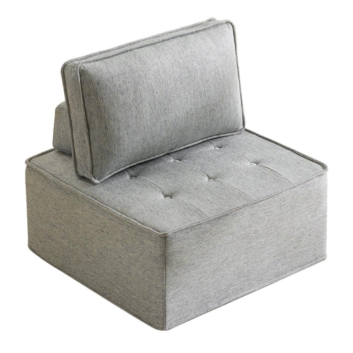Light Grey Linen Wooden Frame Modular Sofa Chair - Omega Lifestyles