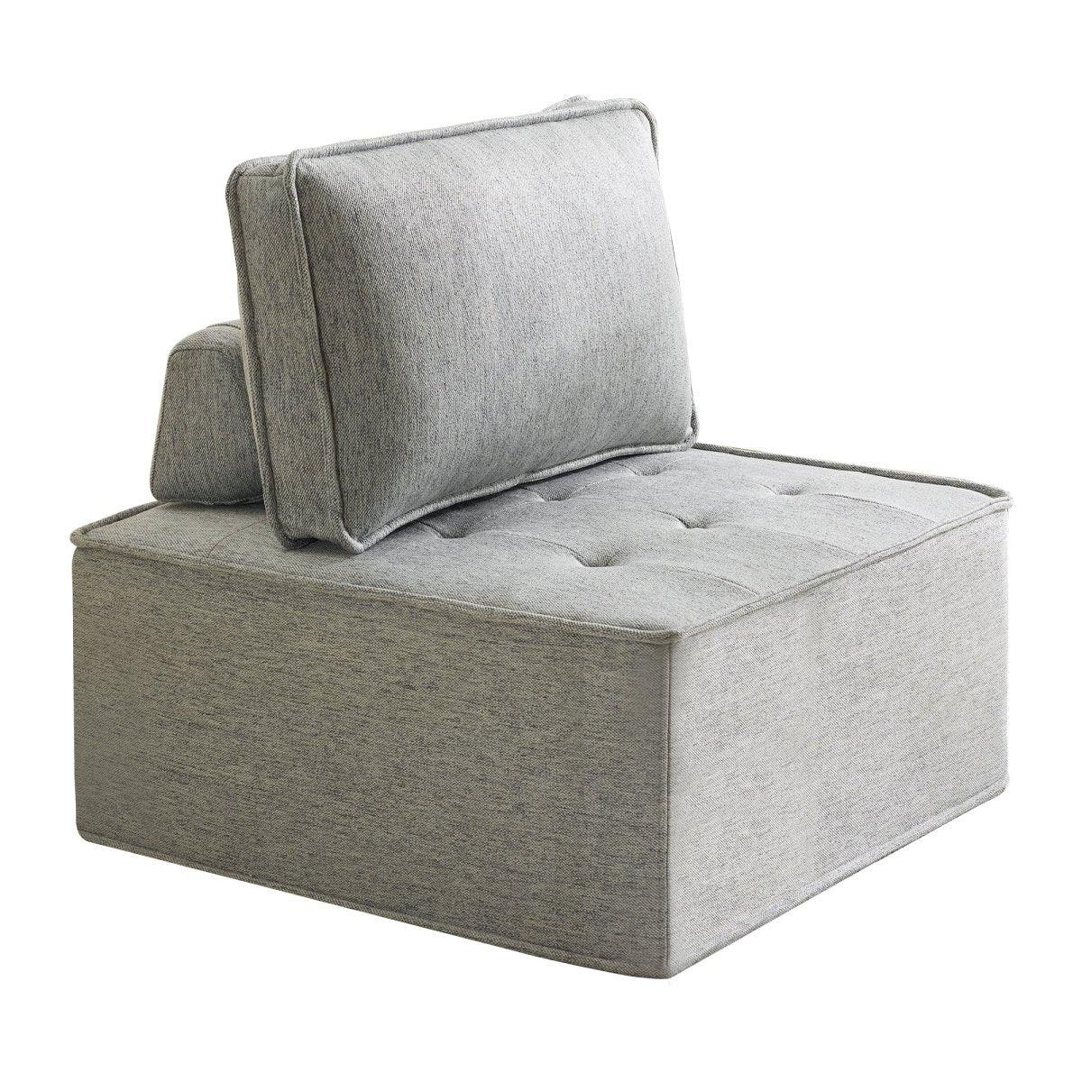 Light Grey Linen Wooden Frame Modular Sofa Chair - Omega Lifestyles
