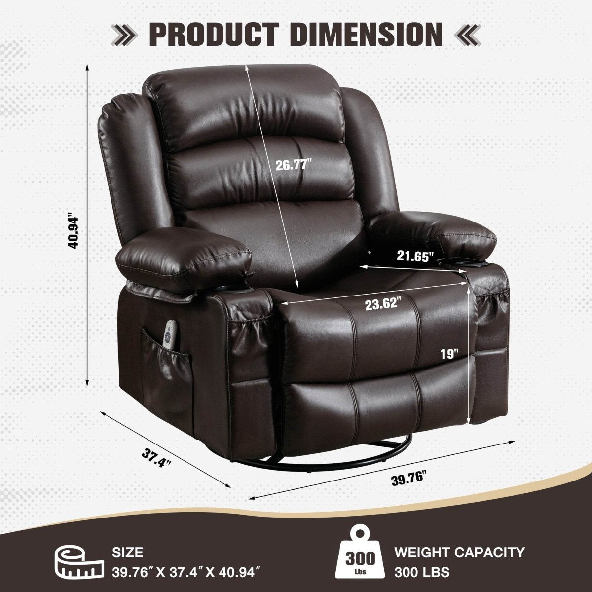 Manual Control Soft PU Leather Massage Recliner Chair - Driftwood - Omega Lifestyles