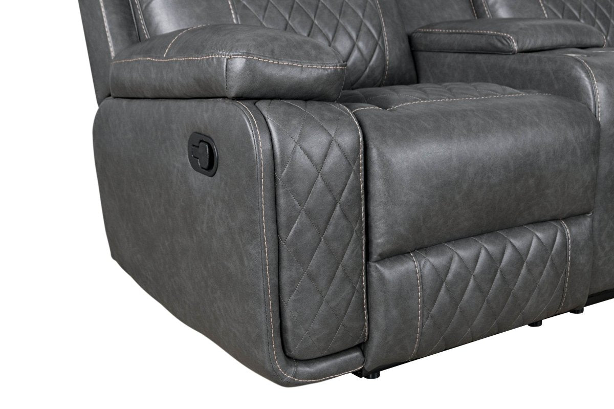 Manual Recliner Sofa With PU Upholstery And Cup Holders - Driftwood - Omega Lifestyles