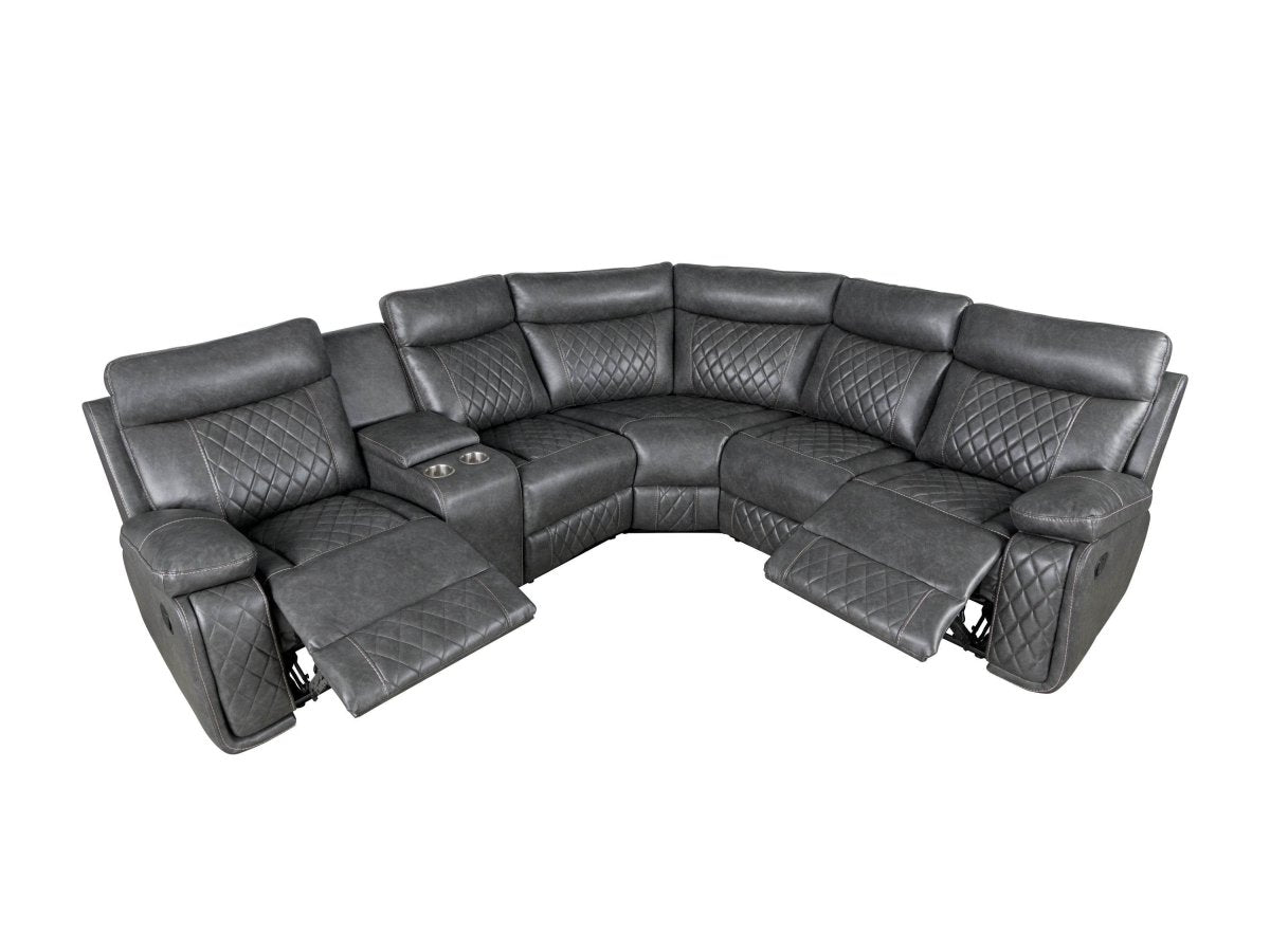Manual Recliner Sofa With PU Upholstery And Cup Holders - Driftwood - Omega Lifestyles