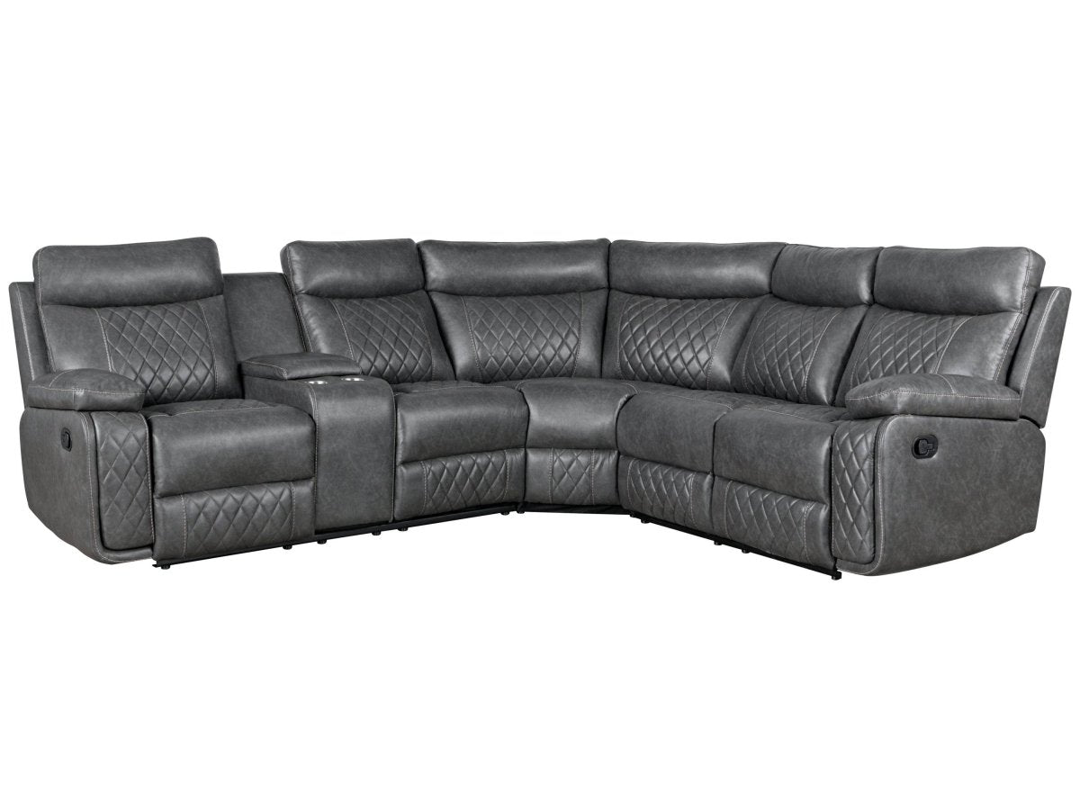 Manual Recliner Sofa With PU Upholstery And Cup Holders - Driftwood - Omega Lifestyles