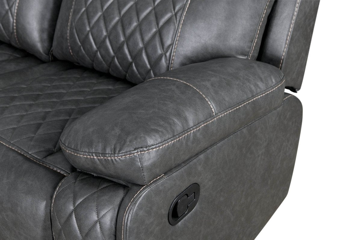 Manual Recliner Sofa With PU Upholstery And Cup Holders - Driftwood - Omega Lifestyles