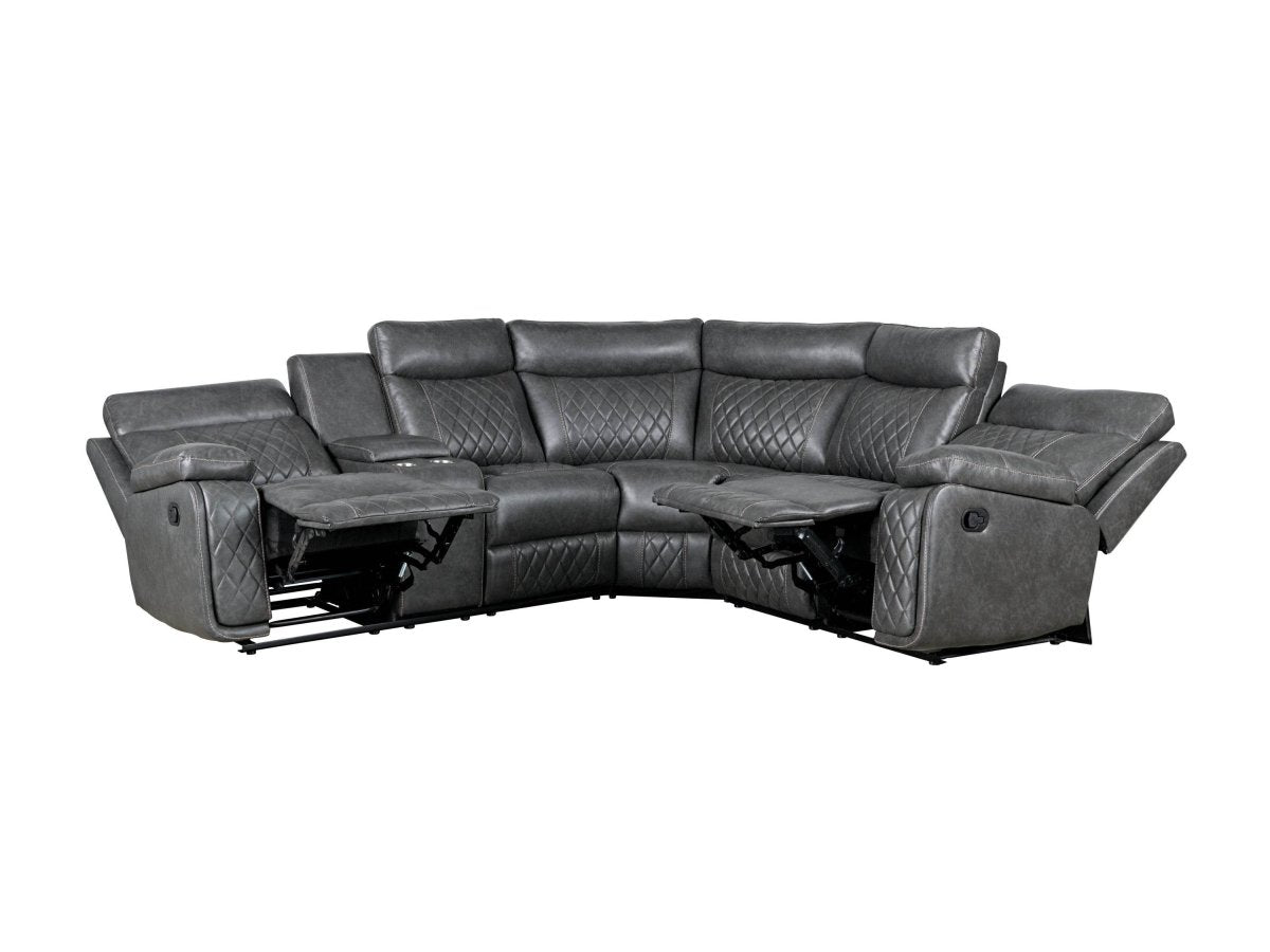 Manual Recliner Sofa With PU Upholstery And Cup Holders - Driftwood - Omega Lifestyles