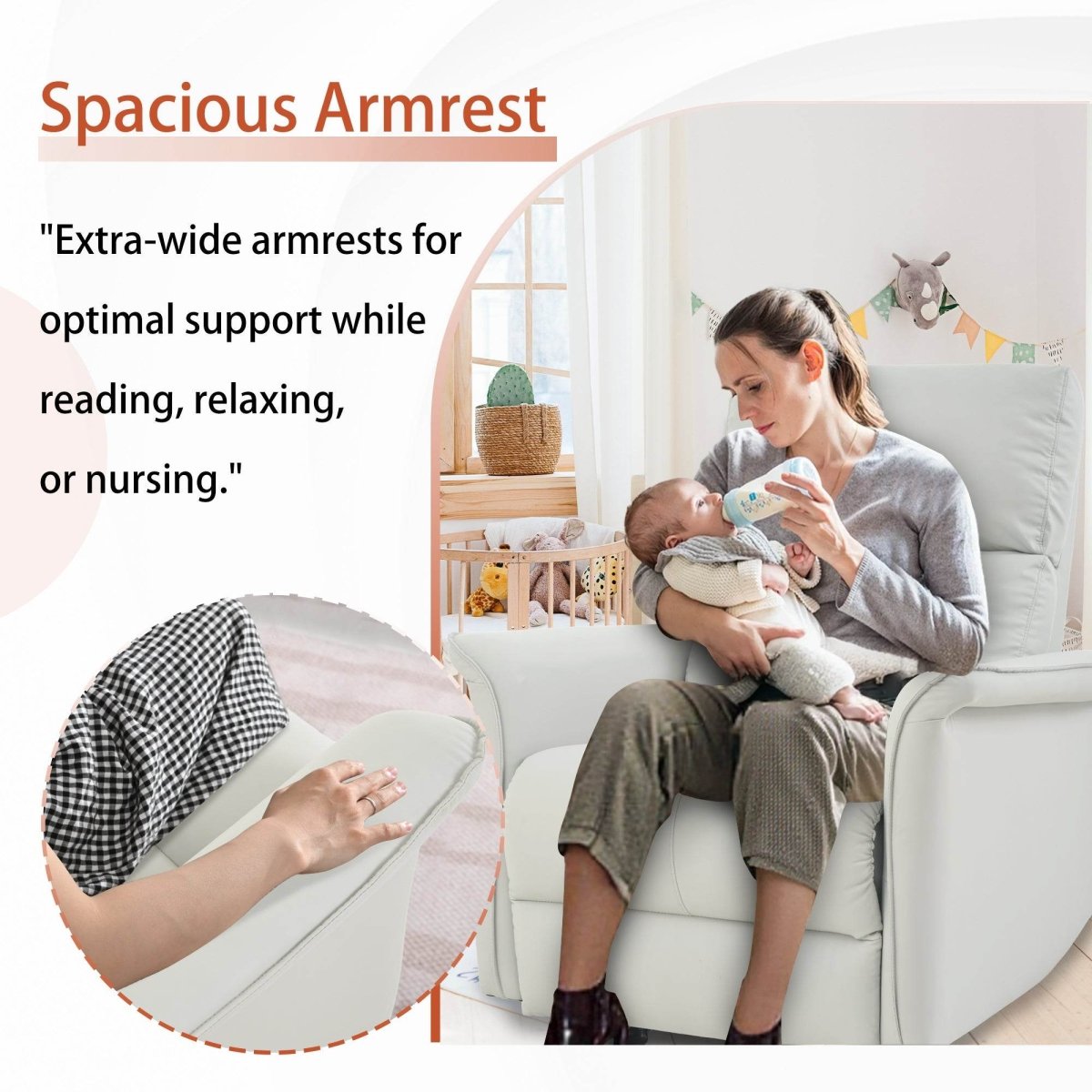 Manual Rocker Recliner Chair Gray Faux Leather Upholstered - Driftwood - Omega Lifestyles