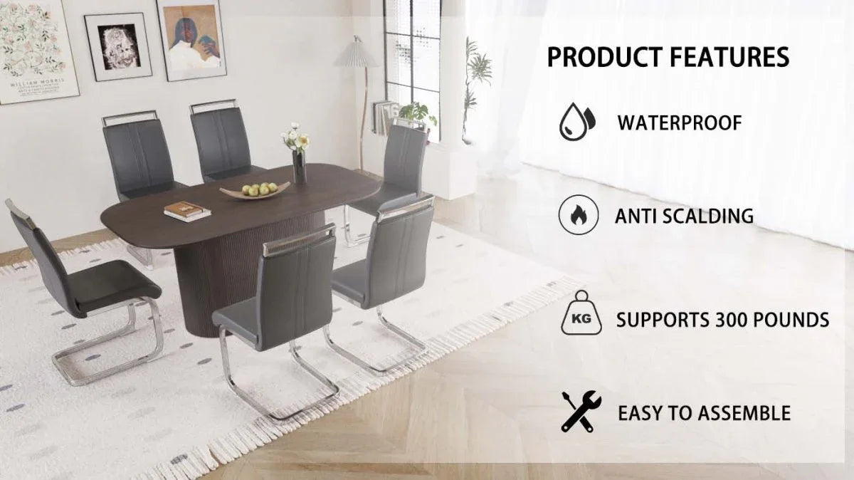 Medieval Modern MDF Dining Table With PU Armless Chairs Set - Omega Lifestyles