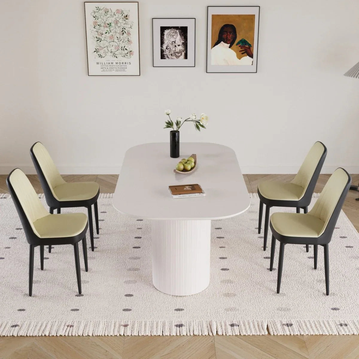 Medieval Modern MDF Dining Table With PU Chairs Set - Omega Lifestyles