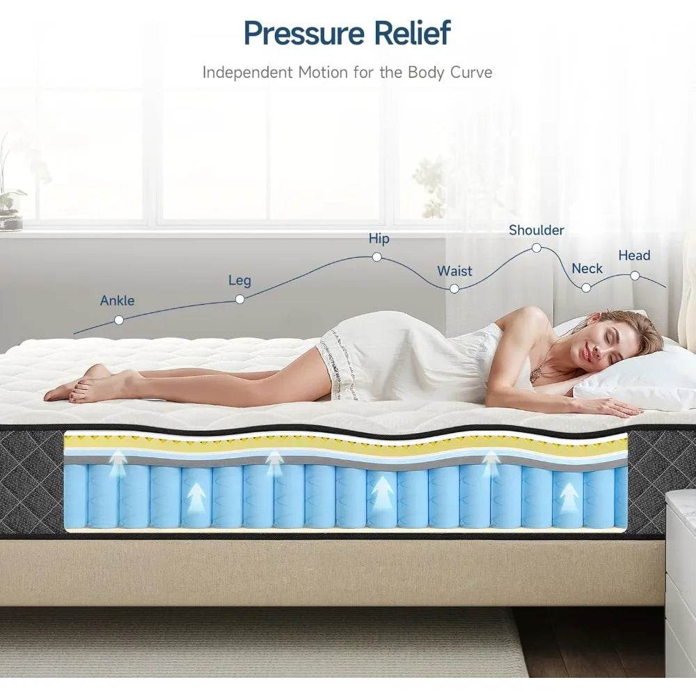 Medium 10-Inch Hybrid Memory Foam Mattress With Pocket Coils - Sleep Galleria