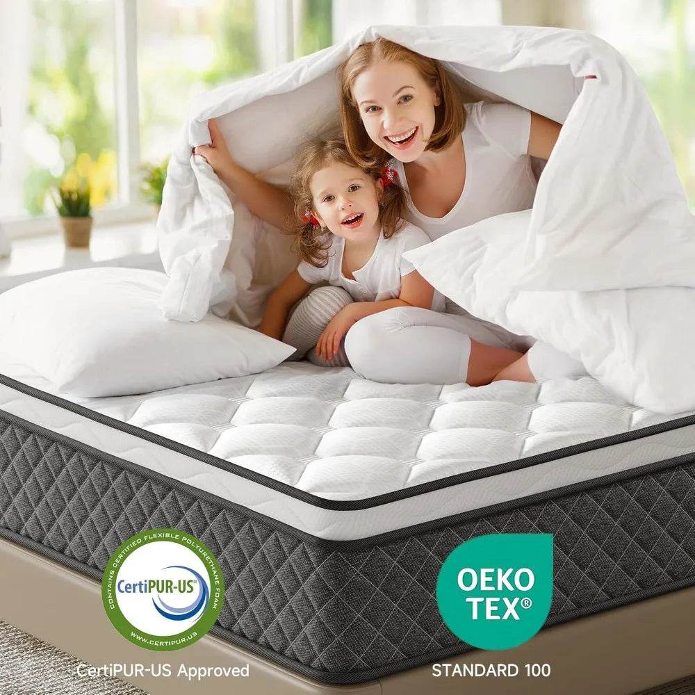 Medium 10-Inch Hybrid Memory Foam Mattress With Pocket Coils - Sleep Galleria