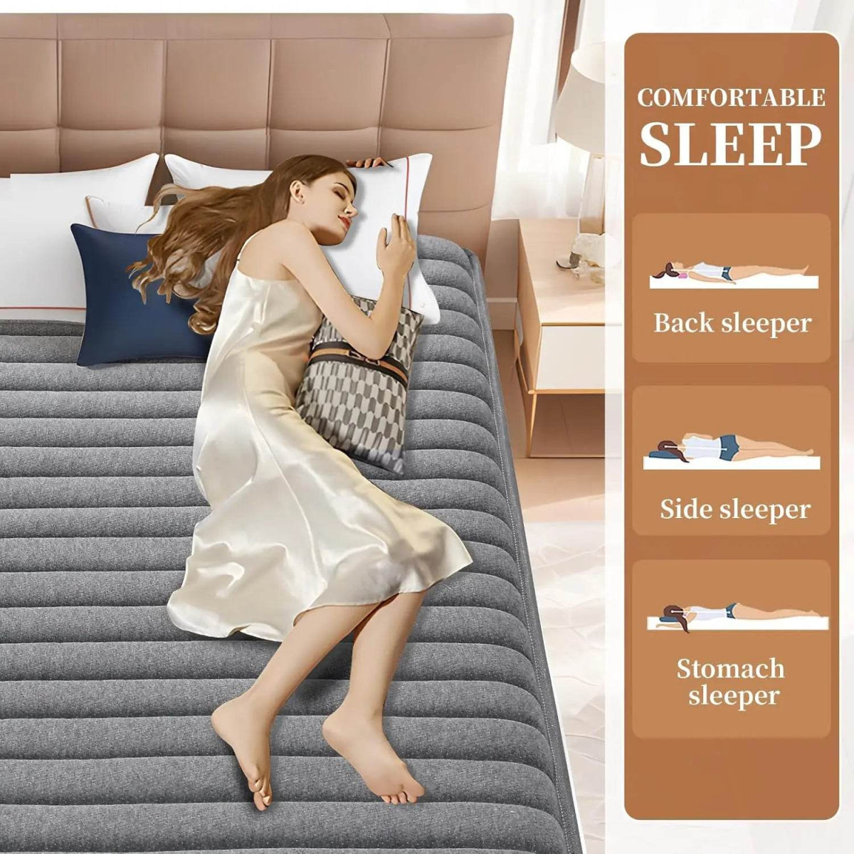 Medium Hybrid Pocket Spring Memory Foam Mattress 8 - Inch - Driftwood - Sleep Galleria