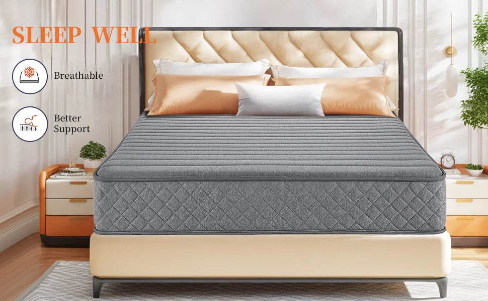 Medium Hybrid Pocket Spring Memory Foam Mattress 8 - Inch - Driftwood - Sleep Galleria