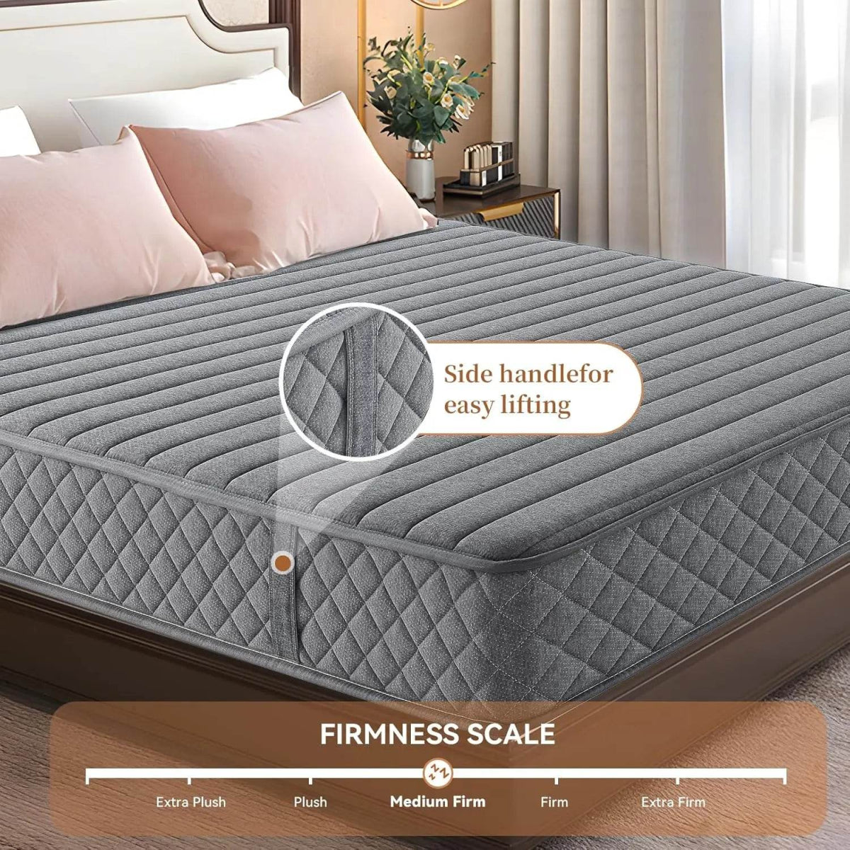 Medium Hybrid Pocket Spring Memory Foam Mattress 8 - Inch - Driftwood - Sleep Galleria