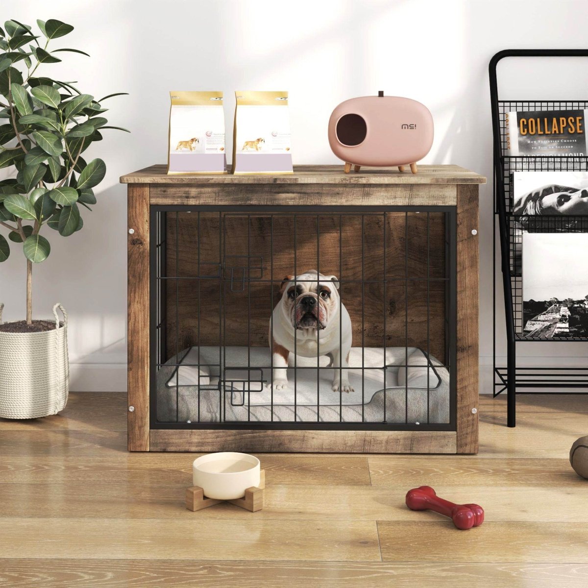 Medium Wooden Dog Crate Furniture With Double Doors - Sleep Galleria