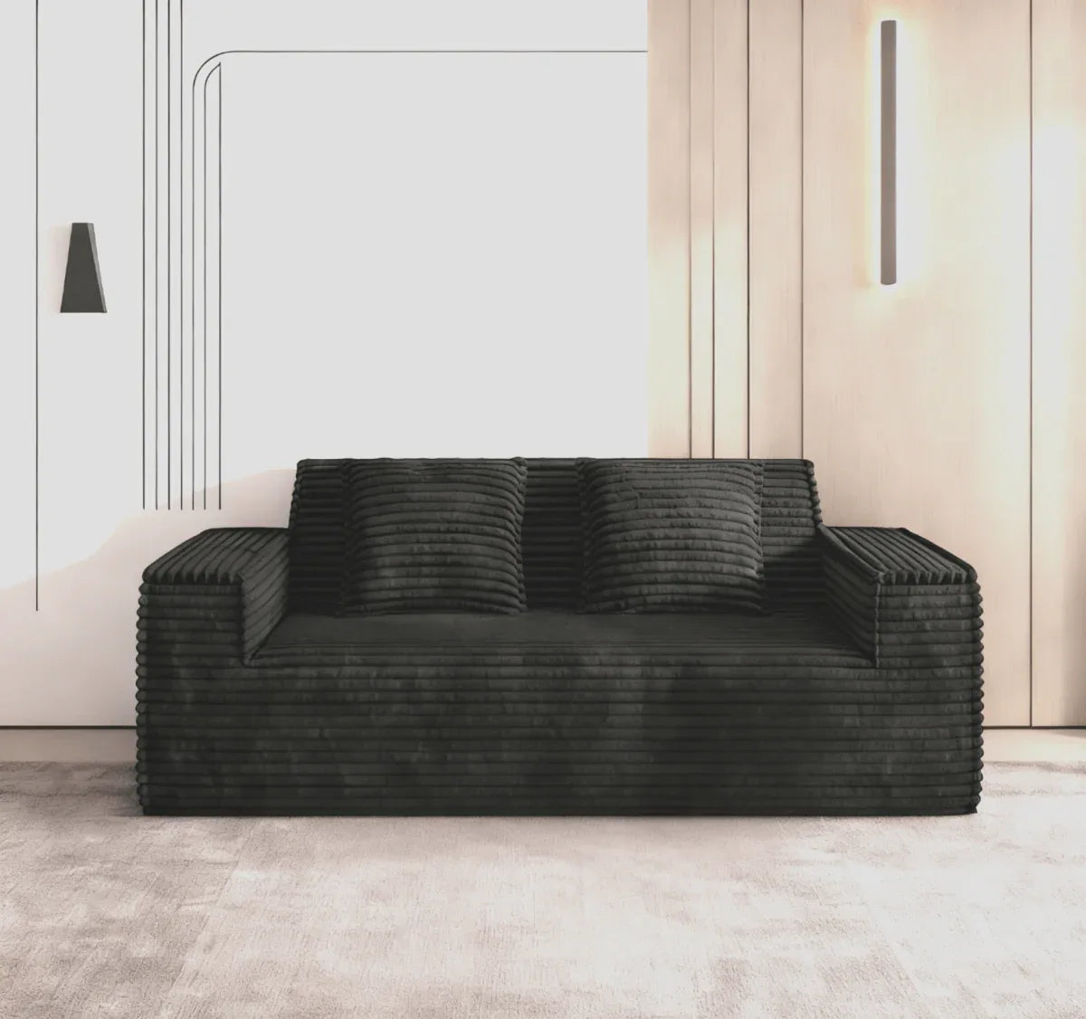 Memory Foam Corduroy Boneless Loveseat Sofa With Rolled Arms - Omega Lifestyles