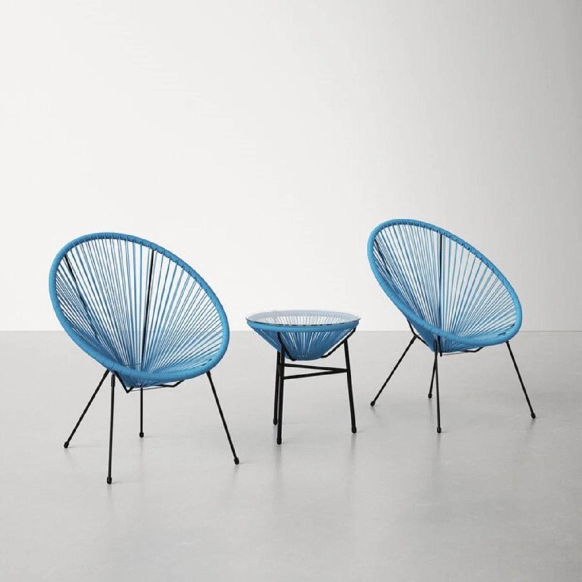 Mid - Century 3 - Piece Rattan Outdoor Seating Set - Driftwood - Omega Lifestyles