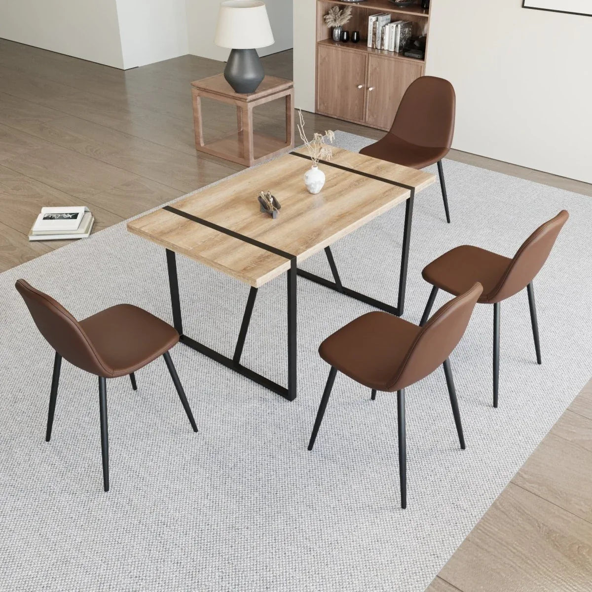 Mid Century MDF Wood Dining Table And Chairs Set - Omega Lifestyles