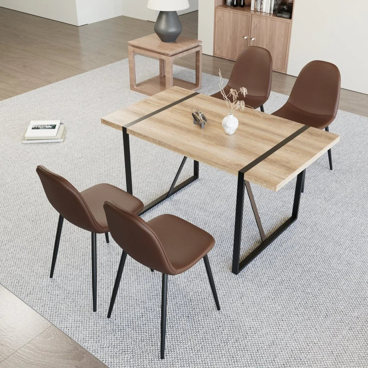 Mid Century MDF Wood Dining Table And Chairs Set - Omega Lifestyles