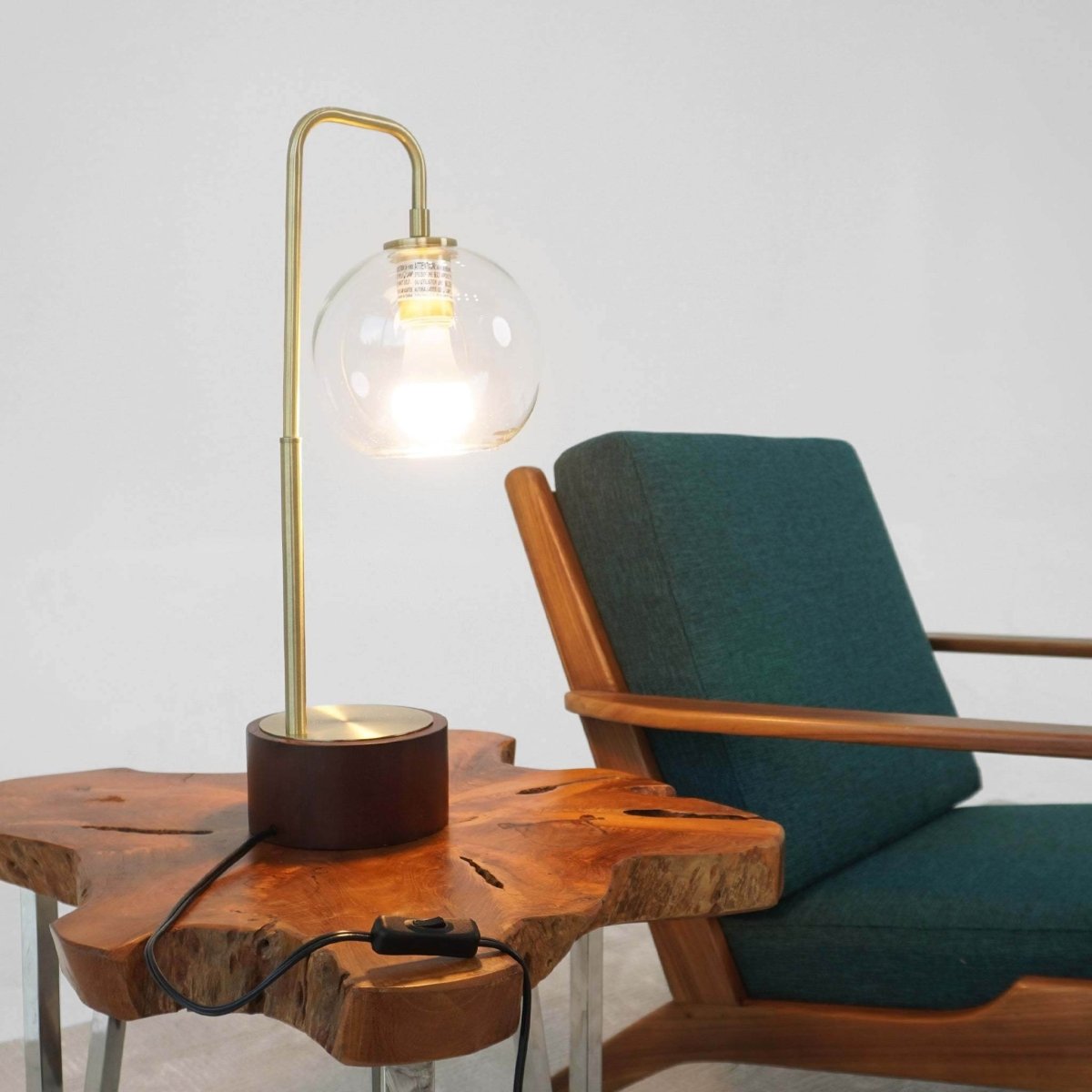 Mid-Century Modern Bronze Metal Glass Table Lamp - Sleep Galleria