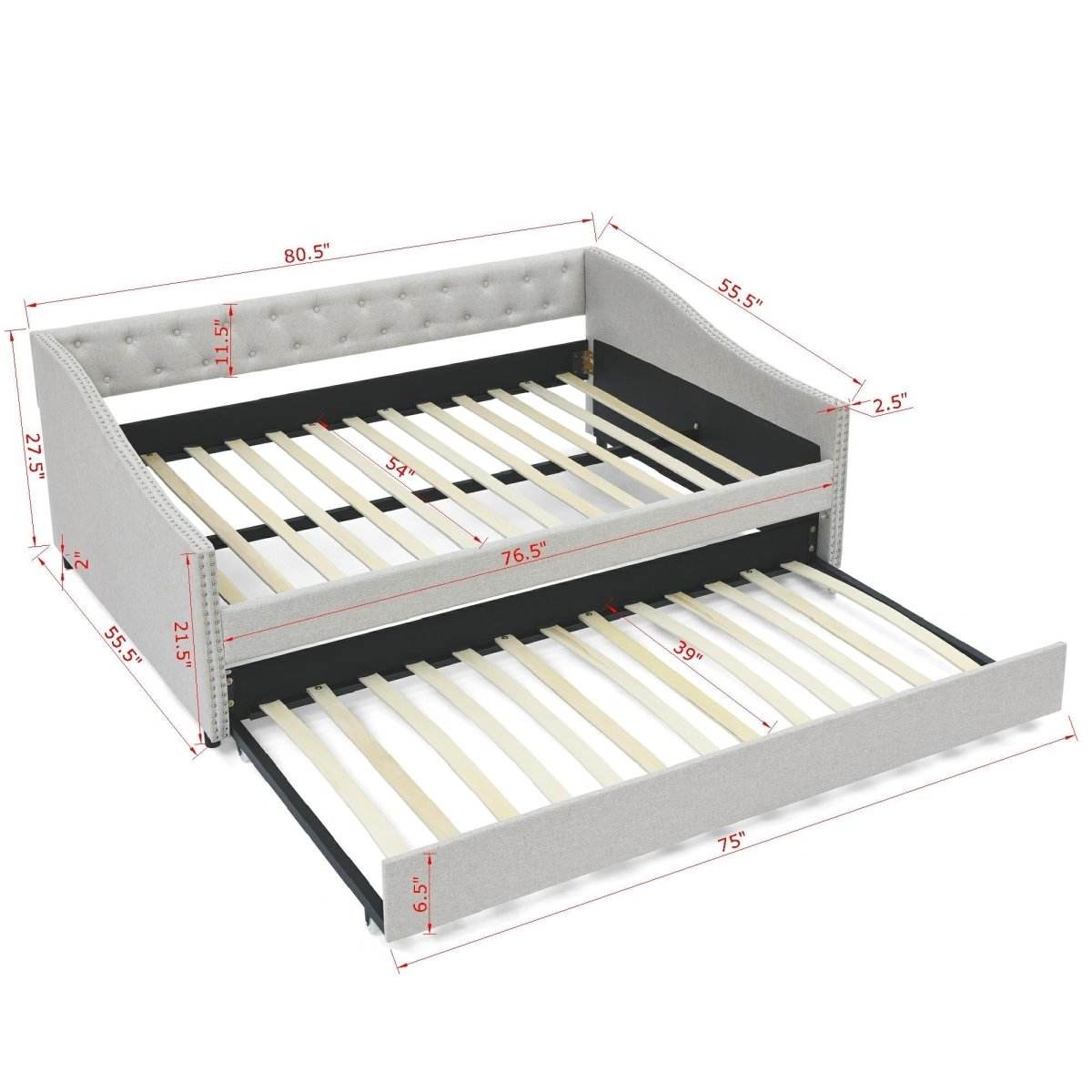 Mid-Century Upholstered Full Size Daybed With Trundle - Omega Lifestyles