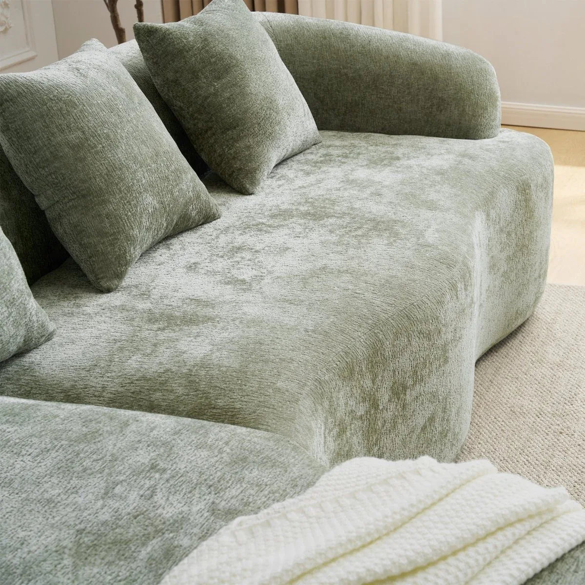 Minimalist Green L-Shape Sectional Sofa With Chaise - Omega Lifestyles