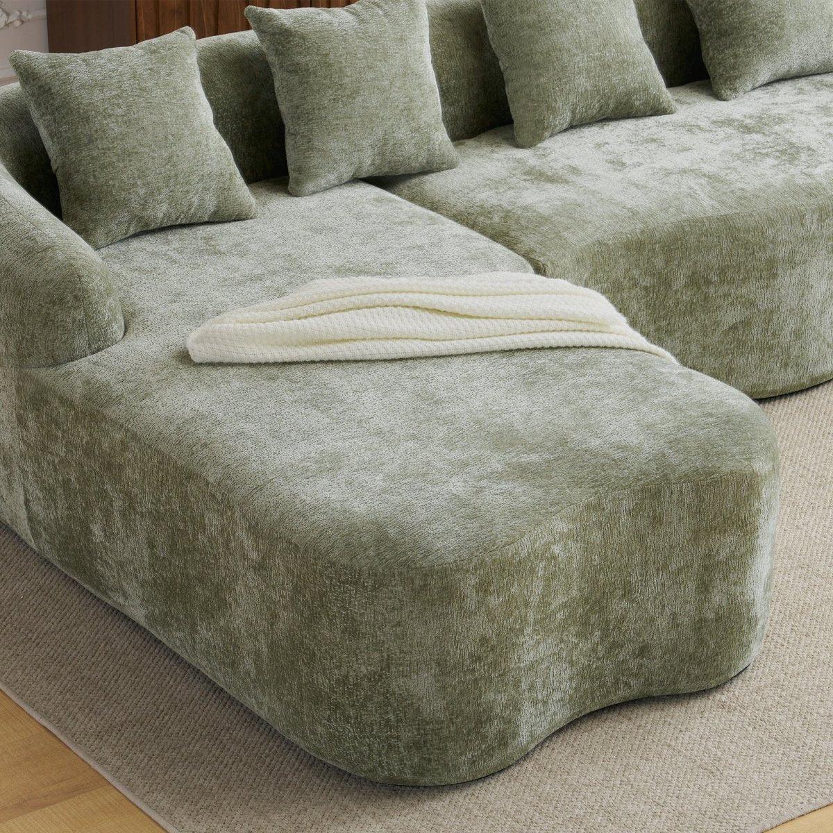Minimalist Green L-Shape Sectional Sofa With Chaise - Omega Lifestyles