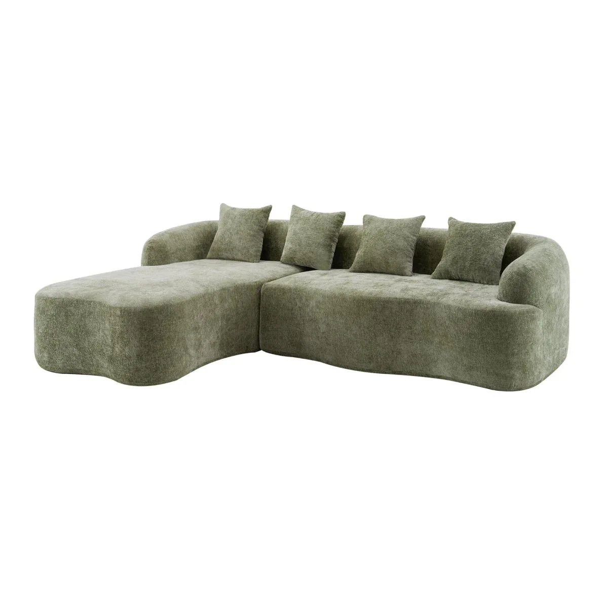 Minimalist Green L-Shape Sectional Sofa With Chaise - Omega Lifestyles
