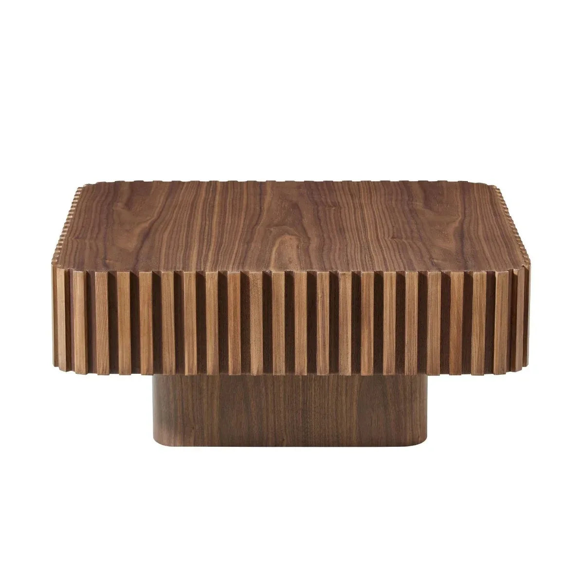 Modern 36-Inch Square Walnut Wood Veneer Coffee Table - Omega Lifestyles