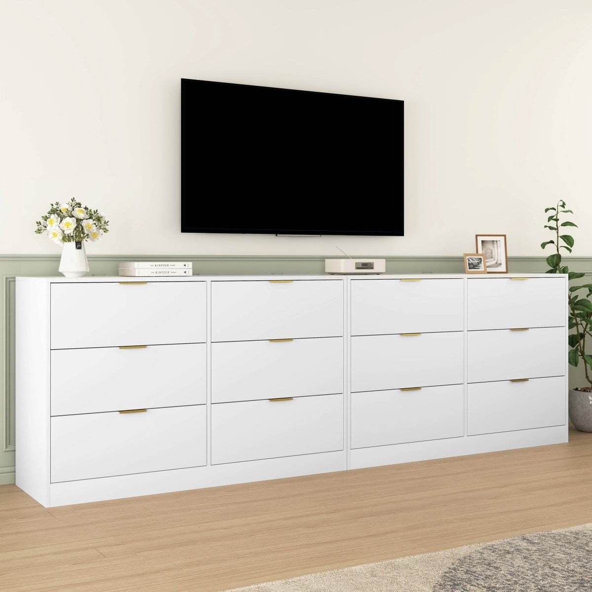 Modern 6-Drawer White Particle Board Dresser - Sleep Galleria