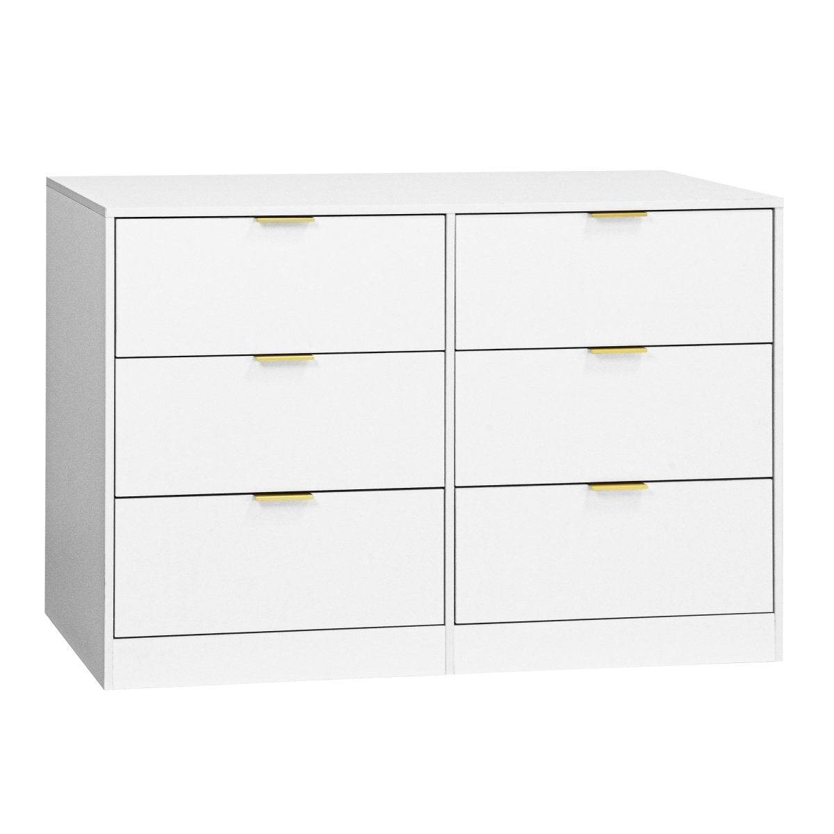 Modern 6-Drawer White Particle Board Dresser - Sleep Galleria